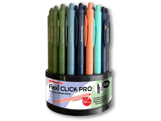 PENMATE D�UGOPIS FLEXI CLICK PRO W DISPLEJU OBROTOWYM 50 SZT. NIEBIESKI WK�AD, OBUDOWA MIX KOLOR�W MORANDI [opakowanie=50szt]