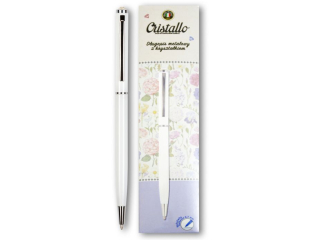 PENMATE D�UGOPIS METALOWY CRISTALLO Z KRYSZTA�KIEM SWAROVSKIEGO BIA�Y W KARTONIKU
