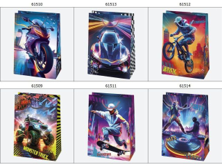 Torebka ozdobna POL-MAK 10szt. T5_OG_201 230x320x110 OGÓLNA chłopiec, pojazdy, męskie