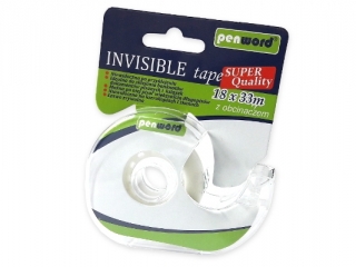 Taśma biurowa PENWORD Iinvisible niewidoczna z obcinaczem 18mmx33m