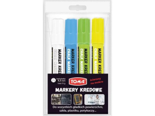 Marker kredowy TOMA 4, 45mm mix, blister komplet 4szt.