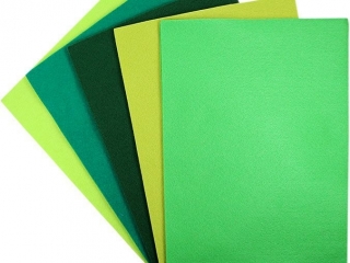 Filc A4 2mm 200g 10szt. 2x limonkowy, zielony, ciemnozielony, groszkowy, jasnozielony