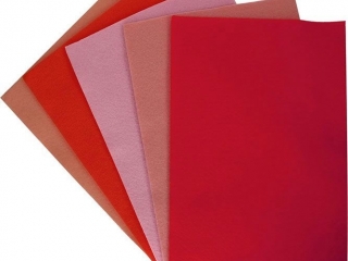 Filc A4 2mm 200g 10szt. 2x r�owy brudny, jasnoczerwony, r�owy, r�owy zgaszony, czerwony