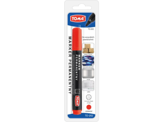 Marker permanentny TOMA czerwony, blister 1szt.