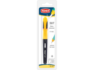 Pi�ro wieczne TOMA Rubber Grip ��to-czarny, blister 1szt.