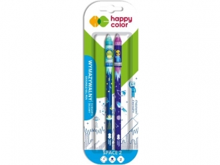 Dugopis wymazywalny Space2, 0.5mm, niebieski, 2 szt. na blistrze, Happy Color