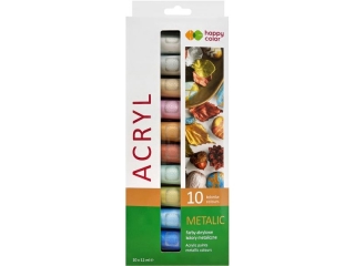 Farba akrylowa zestaw 10 kolorw x 12 ml, metaliczne, Happy Color