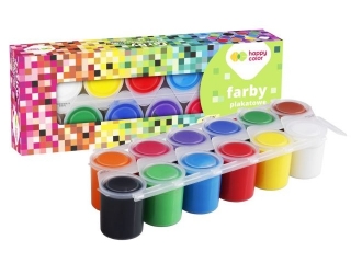 Farba plakatowa Tempera, 12 kolorw x 25 ml, PIXI, Happy Color