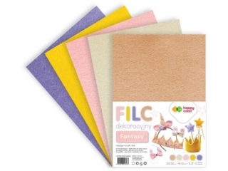 Filc dekoracyjny, 20x30 cm, 1,5 mm, 5ark, FANTASY, Happy Color
