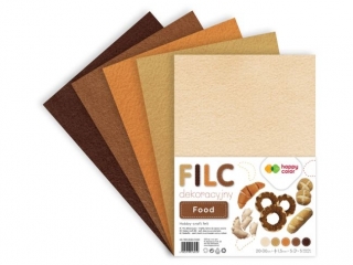 Filc dekoracyjny, 20x30 cm, 1, 5 mm, 5ark, FOOD, Happy Color
