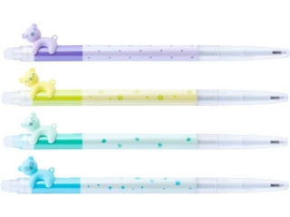 Dugopis wymazywalny Hello Bears, automatyczny, 0.5mm, niebieski, Happy Color