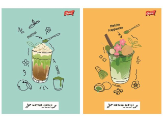 Zeszyt A5 32 kartki krata ok�adka laminowana lakier miejscowy UV 70 g/m2 MATCHA MOOD [opakowanie=15szt]