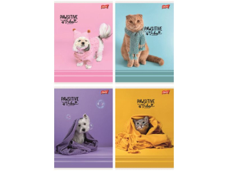 Zeszyt A5 32 kartki krata ok�adka laminowana lakier miejscowy UV 70 g/m2 PAWSITIVE VIBES [opakowanie=15szt]