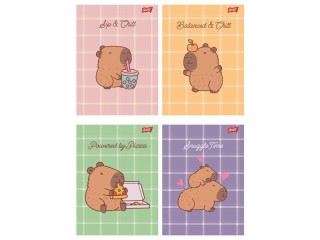 Zeszyt A5 32 kartki linia dwukolorowa ok�adka laminowana lakier miejscowy UV 70 g/m2 CAPYBARA MOOD [opakowanie=15szt]