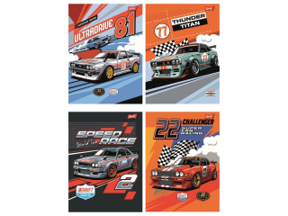 Zeszyt A4 32 kartki linia dwukolorowa ok�adka laminowana  lakier miejscowy UV 70 g/m2 RACING TEAM [opakowanie=15szt]