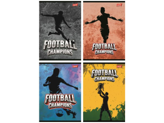 Zeszyt A4 32 kartki linia dwukolorowa ok�adka laminowana  lakier miejscowy UV 70 g/m2 FOOTBALL CHAMPIONS [opakowanie=15szt]