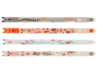 Dugopis wymazywalny Uszaki Floral Art, 0.5mm, niebieski, Happy Color [opakowanie=12szt]