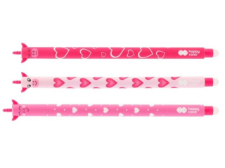 Dugopis wymazywalny Uszaki Pink Unicorn, 0.5mm, niebieski, Happy Color [opakowanie=12szt]