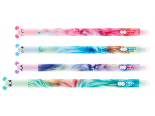Dugopis wymazywalny Uszaki Fluffy, 0.5mm, niebieski,  Happy Color [opakowanie=12szt]