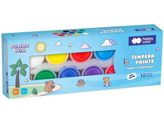 Farby plakatowe 12 kolorów x 25ml, Kapibara Kapi Fun, Happy Color
