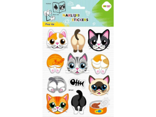 Naklejki 3D POP UP - Cat FacexTail, 146X240 mm, Happy Color | DOST�PNE NA POCZ�TKU LISTOPADA [opakowanie=5szt]