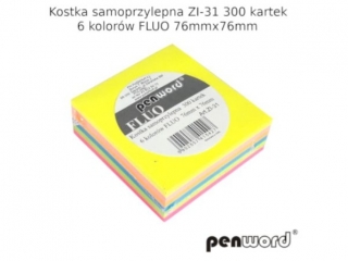 KOSTKA SAMOPRZYLEPNA ZI-31 6 KOLORÓW FLUO 76mmx76mm 300 KART