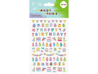 Naklejki 3D SOFT PUFFY - Happy Birthday, 110X205 mm, Happy Color | DOSTPNE NA POCZTKU LISTOPADA [opakowanie=5szt]