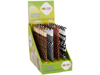 D�ugopis wymazywalny Uszaki Furry Safari, 0.5mm, niebieski, �display 36 szt., Happy Color