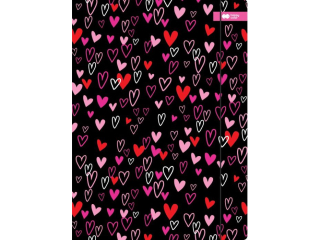 Teczka kartonowa z gumk�, My Love, czarna, r�owe serca, 24x31cm, Happy Color [opakowanie=10szt]