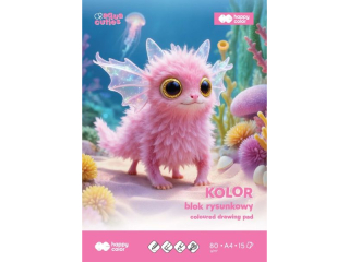 Blok rysunkowy kolor Aqua Cuties, 80 g/m2, A4, 15 ark., Happy Color DOST�PNY OD KWIETNIA 2026 [opakowanie=20szt]