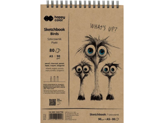 Szkicownik na spirali PTAKI A5, bia�y, 80 ark, 90g, Happy Color