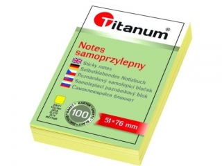Notes samoprzylepny Titanum ¿ó³ty 100k 38mm x 51mm (S-2005)