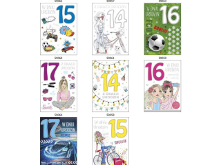 Laurka z cyframi na g�bkach exclusive B6GE 117x167 z kopert� POL-MAK Urodziny cyfra 15-17 mix B6GE_URML_693 [opakowanie=10szt]