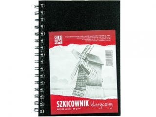 SZKICOWNIK A5 98G. 80 KARTEK SPIRALA PO DUGIM BOKU