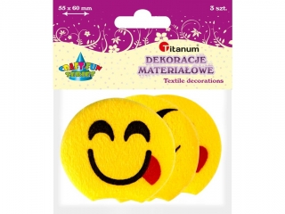 Dekoracja materiałowa TITANUM Buźki emotikony 3szt. 6cm