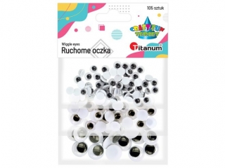 Oczy bez kleju czarne zestaw 3 rozmiar�w bez rz�s 105szt. 5mm-50szt., 8mm-30szt., 15mm-25szt.