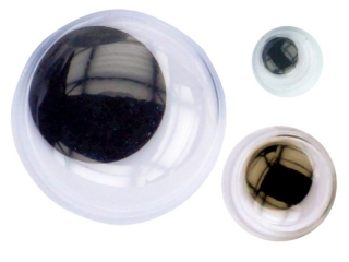 Oczy bez kleju czarne zestaw 3 rozmiar�w bez rz�s 105szt. 5mm-50szt., 8mm-30szt., 15mm-25szt.