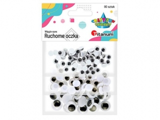 Oczy bez kleju czarne zestaw 3 rozmiar�w bez rz�s 80szt. 5mm-30szt., 8mm-25 szt., 15mm-25szt.