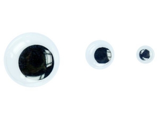 Oczy bez kleju czarne zestaw 3 rozmiar�w bez rz�s 80szt. 5mm-30szt., 8mm-25 szt., 15mm-25szt.