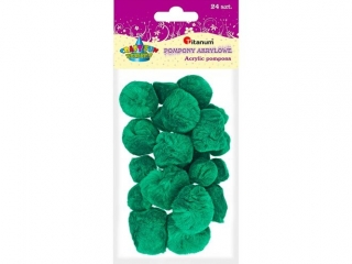 Pompony akrylowe TITANUM ciemnozielone 24szt. mix