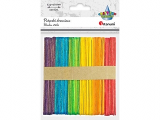 DEKORACJE DREWNIANE PATYKI PŁASKIE MIX. NATUR + KOLOR SZER. 10 MM X DŁ. 114 MM A`100 BG013