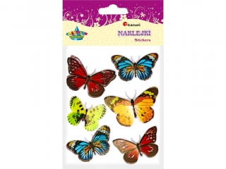 NAKLEJKI 3D NA FOLII MOTYLE 6 SZT. MIX KOL., MIX ROZM.SET2