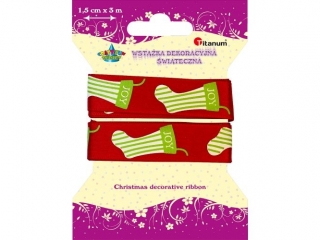 Wstka Titanum Craft-Fun Series Xmas nadruk skarpety czerwona 15mm 3m (363076)