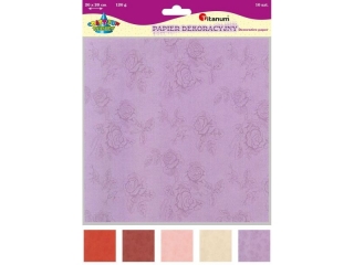 Papier dekoracyjny tłoczony struktura róże 20x20cm 120g 5 kolorów 10szt.