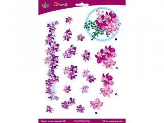 Papier do decoupage 3D kwiaty clematis 1 arkusz