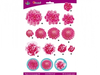 Papier do decoupage 3D kwiaty dalie 1 arkusz