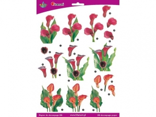 Papier do decoupage 3D kwiaty kalie 1 arkusz