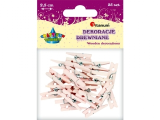 Ozdoba drewniana TITANUM Klamerki rowe 25szt. x 25mm