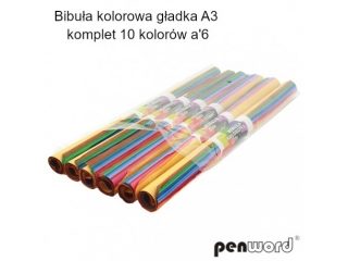 BIBU�A KOLOROWA G�ADKA A3 KOMPLET 10 KOLOR�W - 6 rolek
