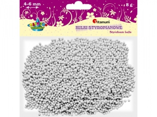 Styropianowe kulki 8g mix rozmiarów O4-6mm białe